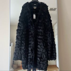 Just Cavalli 100% Real Fur Knitted Cardigan Sweater with Tassel waist belt